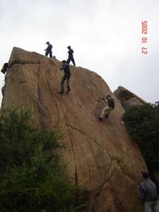 Rappling down the rocks!